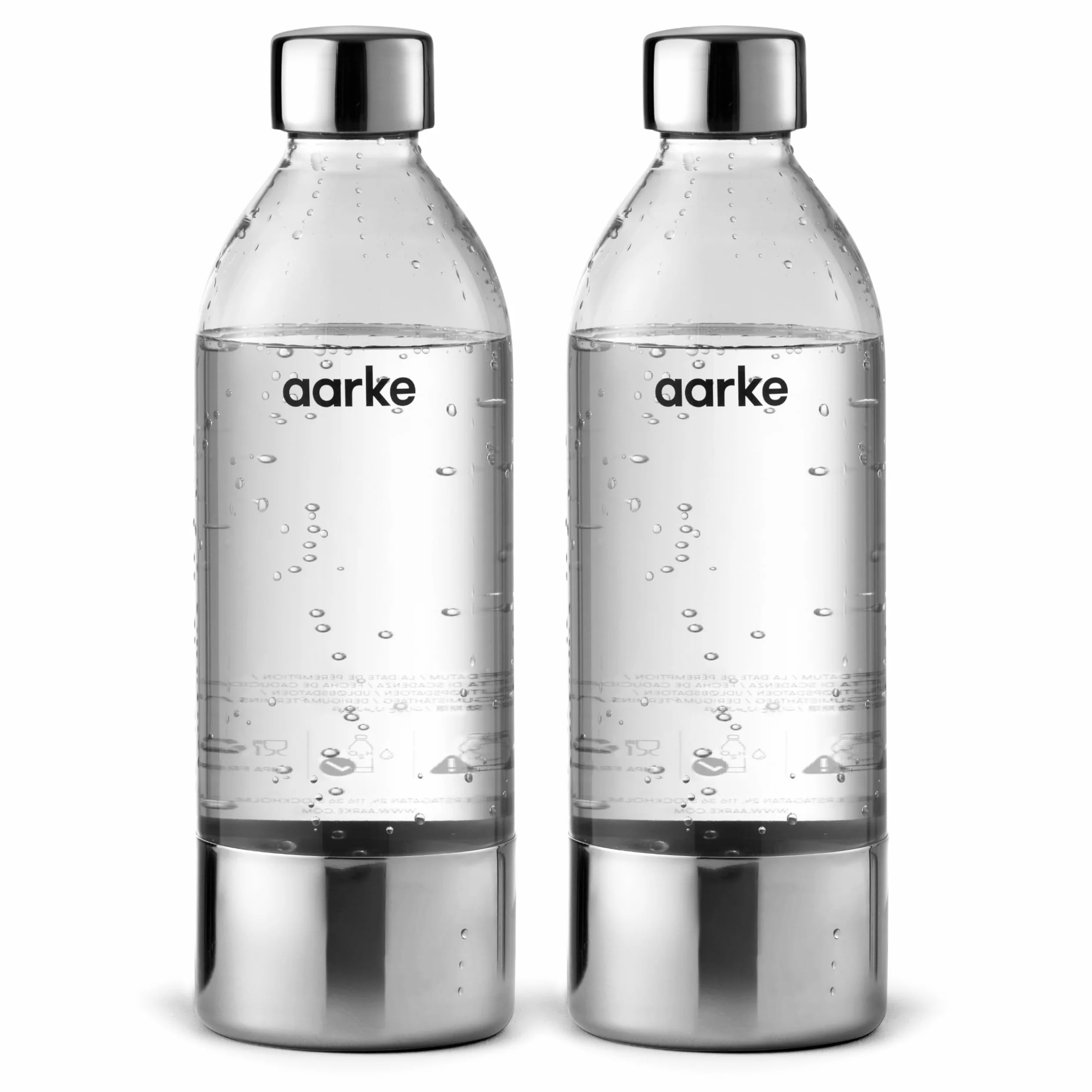 Aarke Carbonator 3 Bottiglie per Gasatore d’acqua 2 Pacchi, 800ml, Acciaio, senza BPA