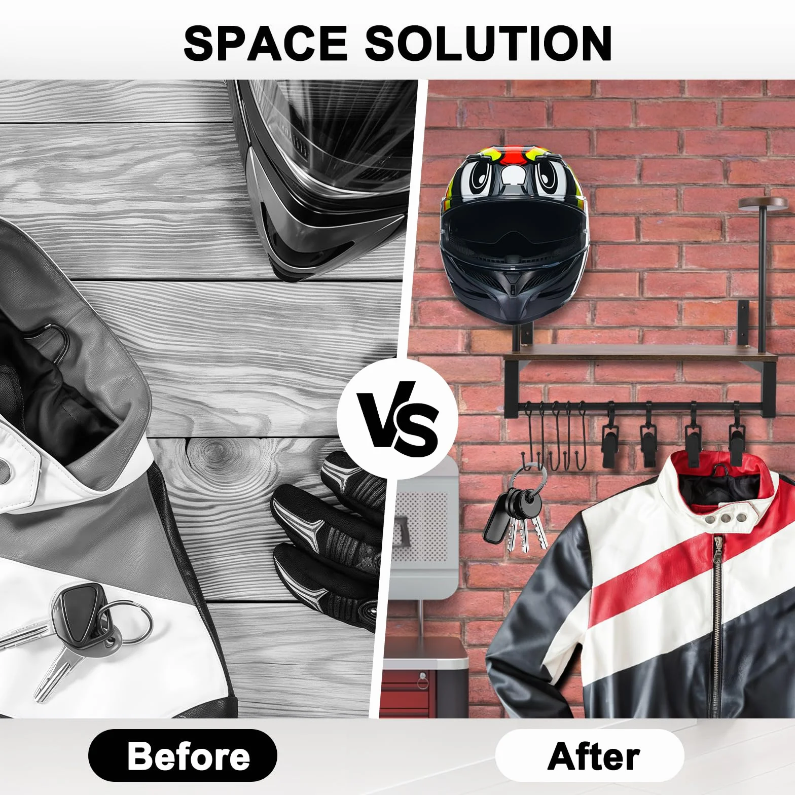 Appendi Casco Moto da Parete, Porta Casco con Assi di Legno per Moto Calcio e Ciclismo