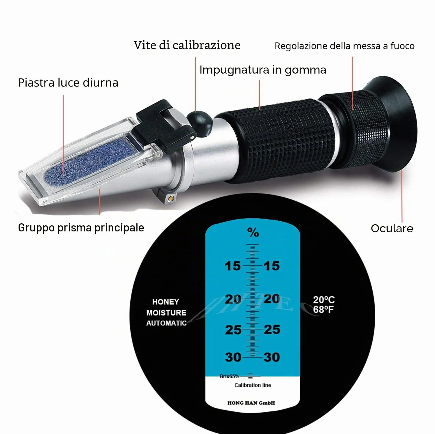 Rifrattometro Miele 12–30% Acqua ATC Strumento Apicoltura