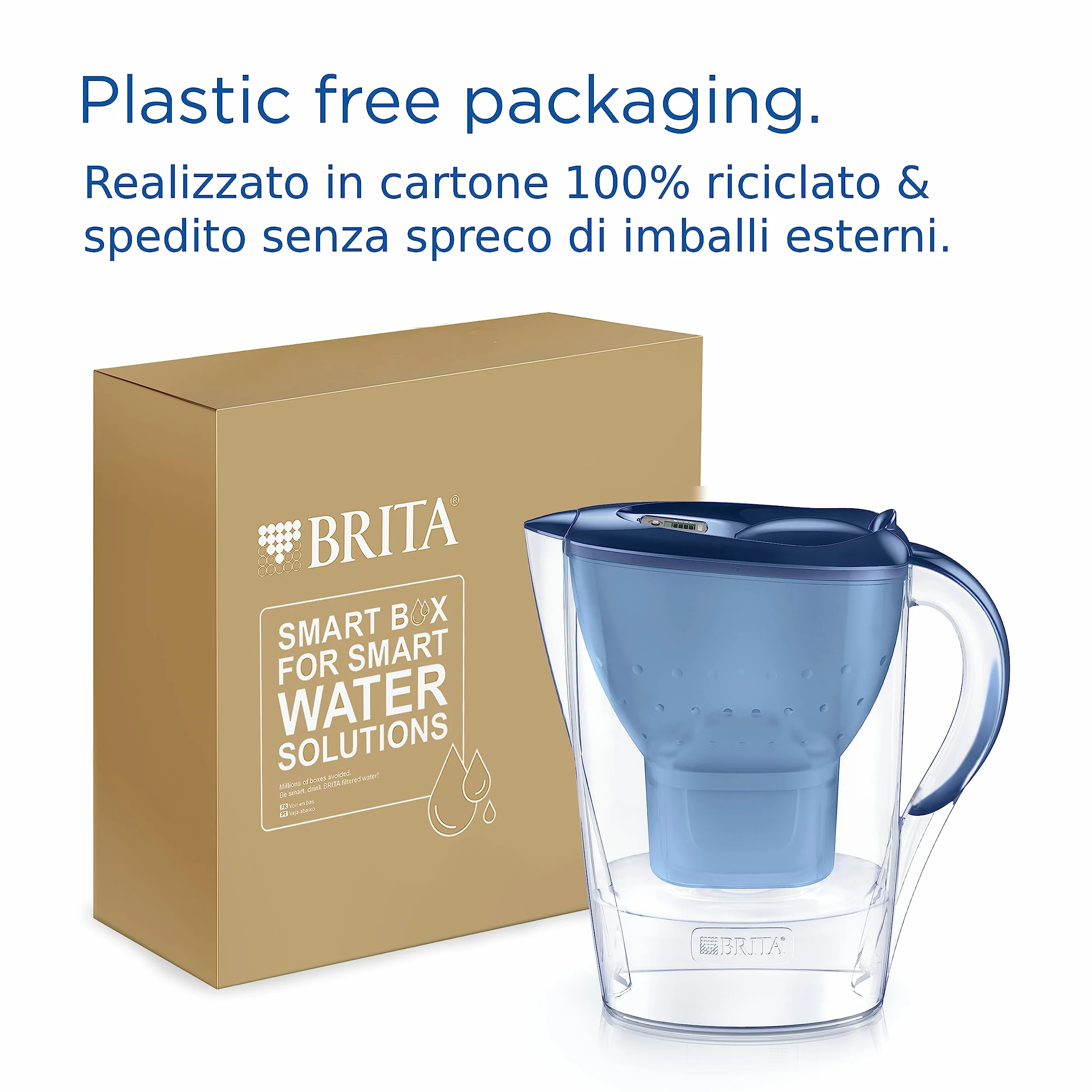 BRITA Marella Blu Caraffa Filtrante Acqua 2.4L con 3 Filtri MAXTRA PRO All-in-1