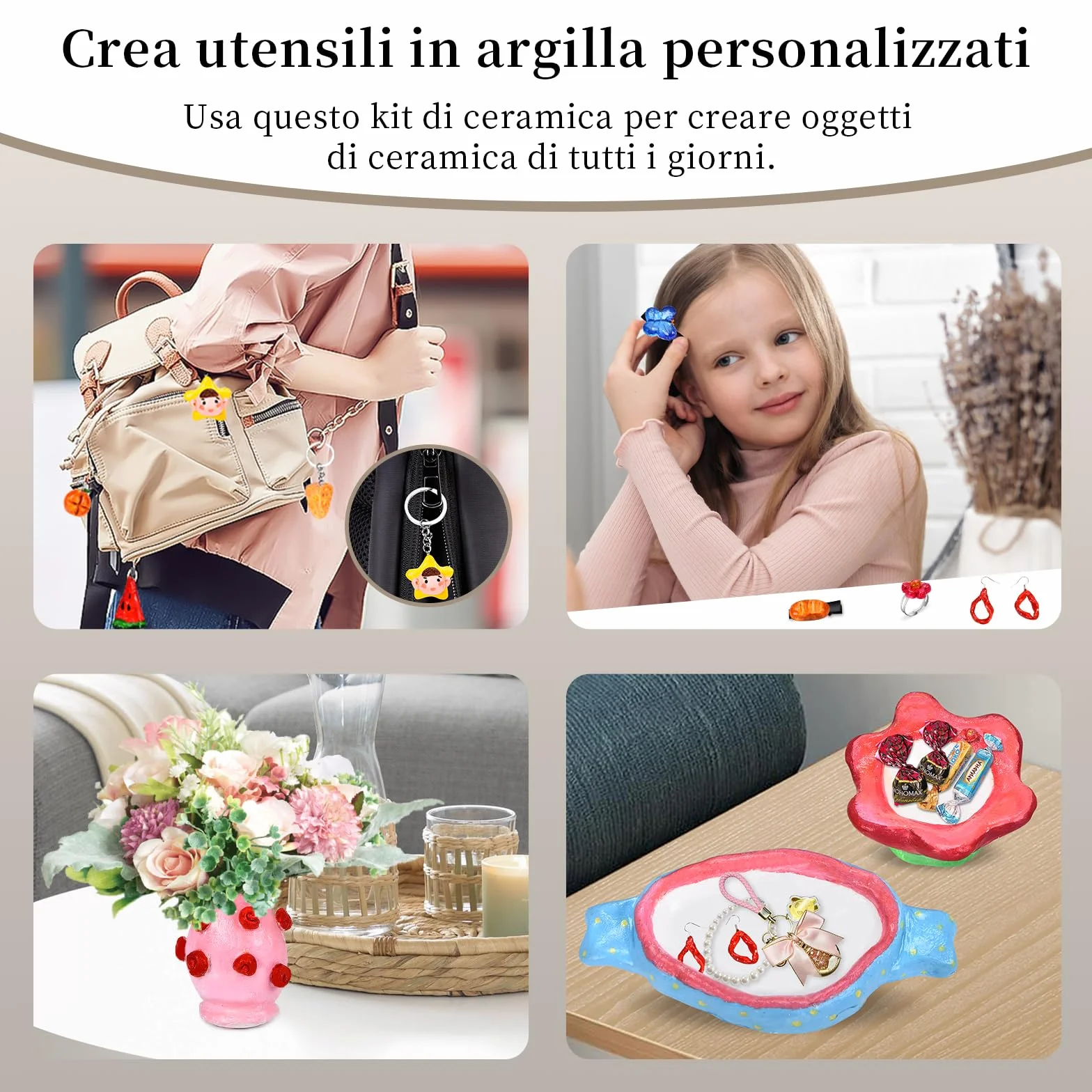 Kit Ceramica Fai da Te per Principianti, Set Argilla Senza Cottura Essiccata all'Aria