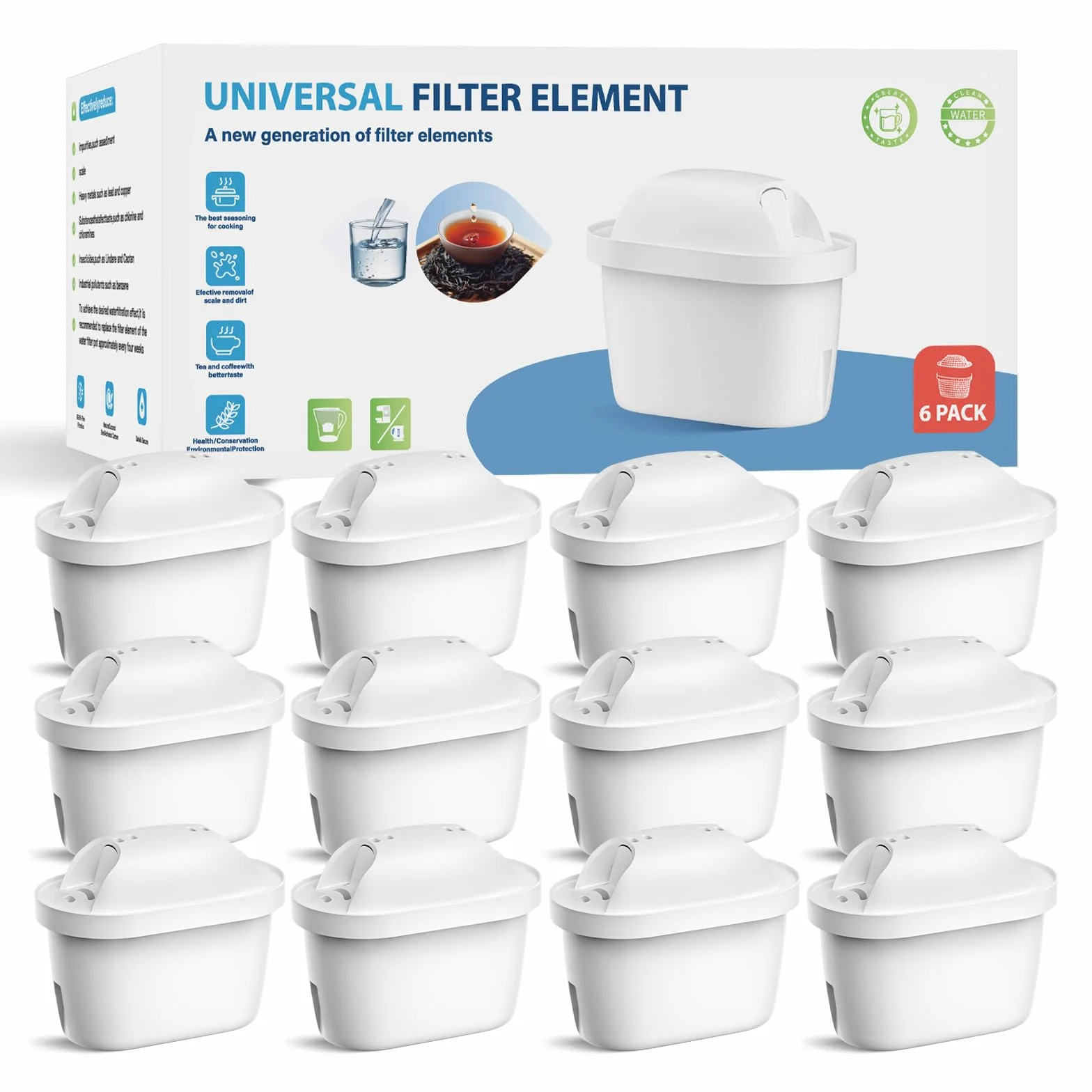 Cartucce Filtro Dell'acqua Compatibili con Brita Marella Bollitore, Ricambio Maxtra+ Plus, Maxtra Pro All-in-1 (12)