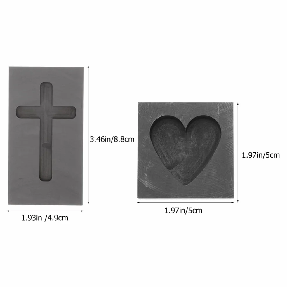 Operitacx Stampo di Grafite a Forma di Cuore 2 Pollici per Fusione Fai da Te di Metalli Come Oro Argento Rame Ottone Alluminio Resistente E Facile da Pulire