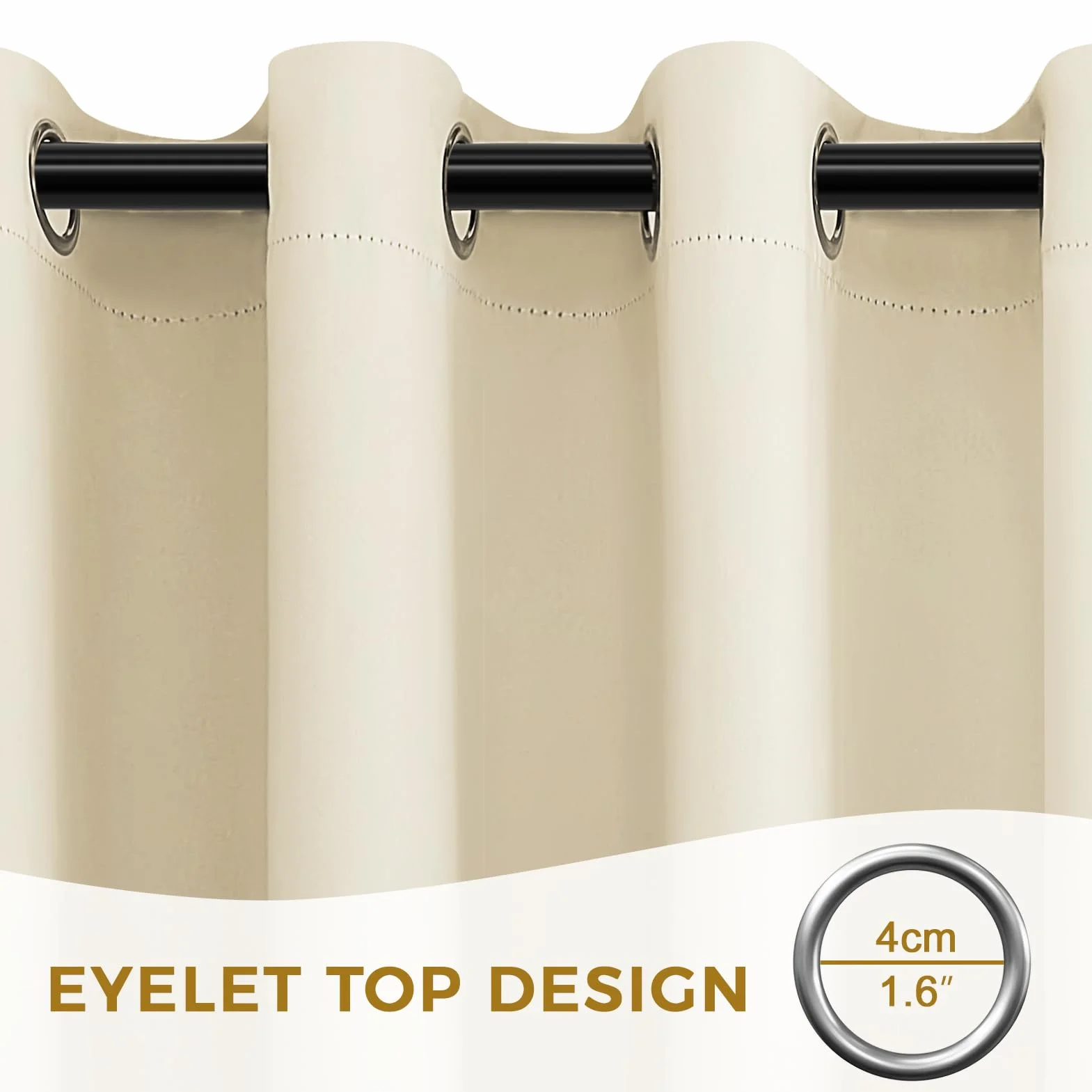 MRTREES 2 Pezzi Tende Oscuranti per Interni Isolanti Termiche con Occhielli Moderne Tenda Coprenti Tinta Unita per Camera da Letto e Soggiorno Elegante 140x260 CM Beige