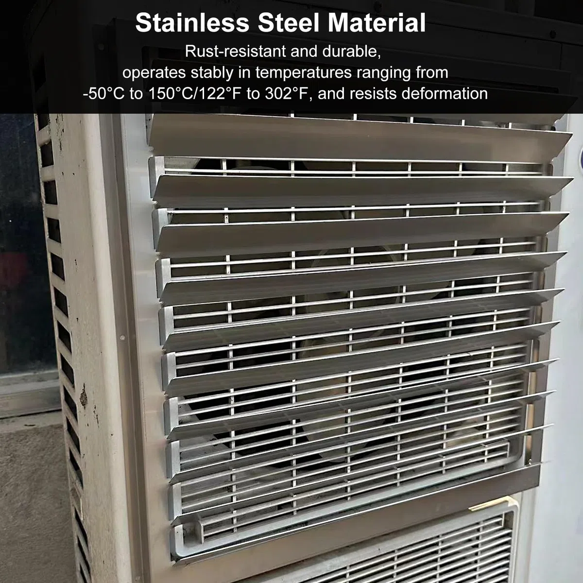 Copertura di sfiato del condizionatore d'aria in acciaio inossidabile, griglia rettangolare resistente alle intemperie per unità AC esterna, 55 x 55 cm, protezione contro gli agenti atmosferici