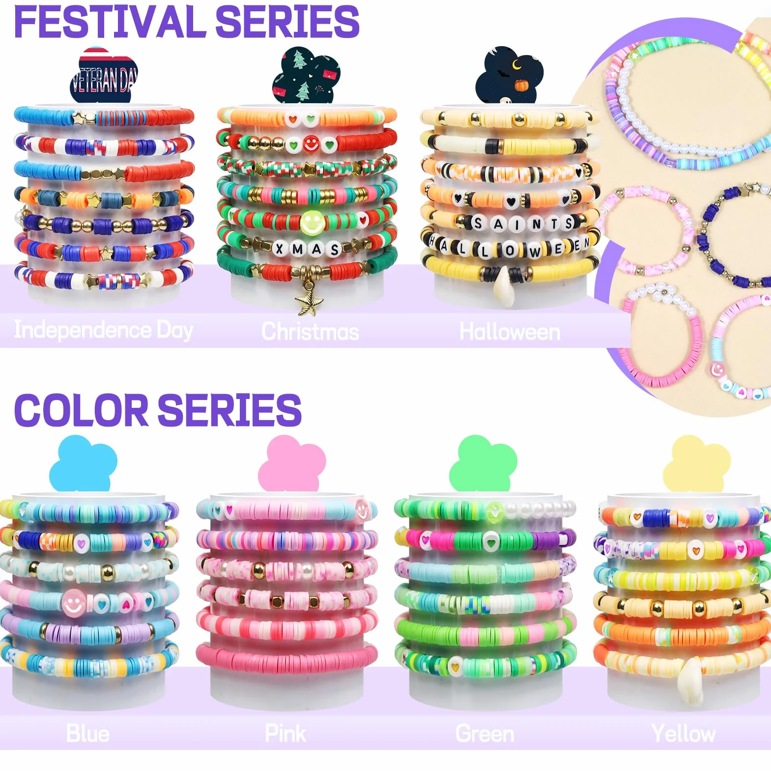 20860 Perline per Braccialetti, 168 Colori 6mm Piatte per Bigiotteria Fai Da Te, Argilla Polimerica Con Lettere per Gioielli Collane, Kit Braccialetti Colorate