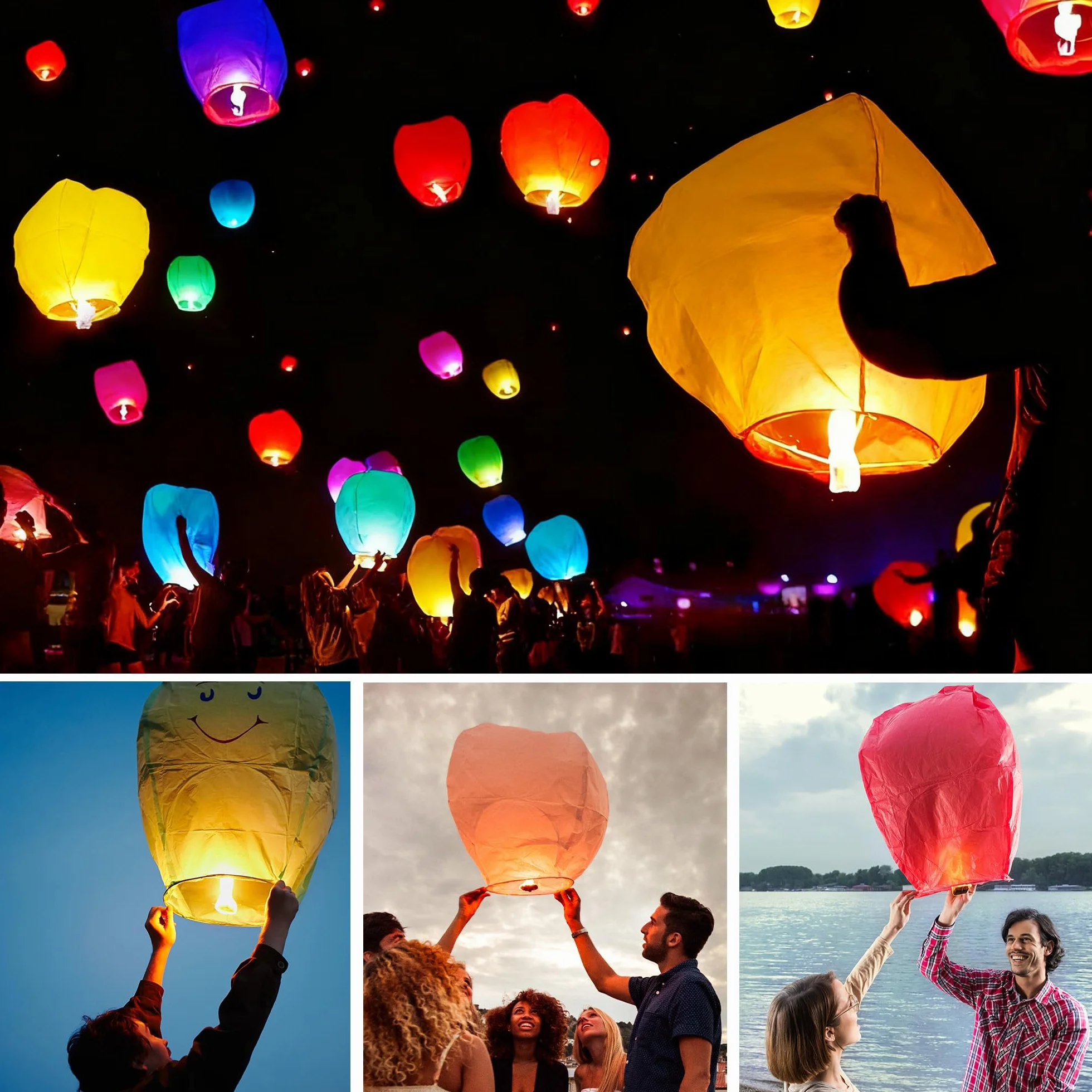 Lanterne Volanti Cinesi Rosse 30 Pezzi per Volare all'Aperto, Decorazioni per Feste