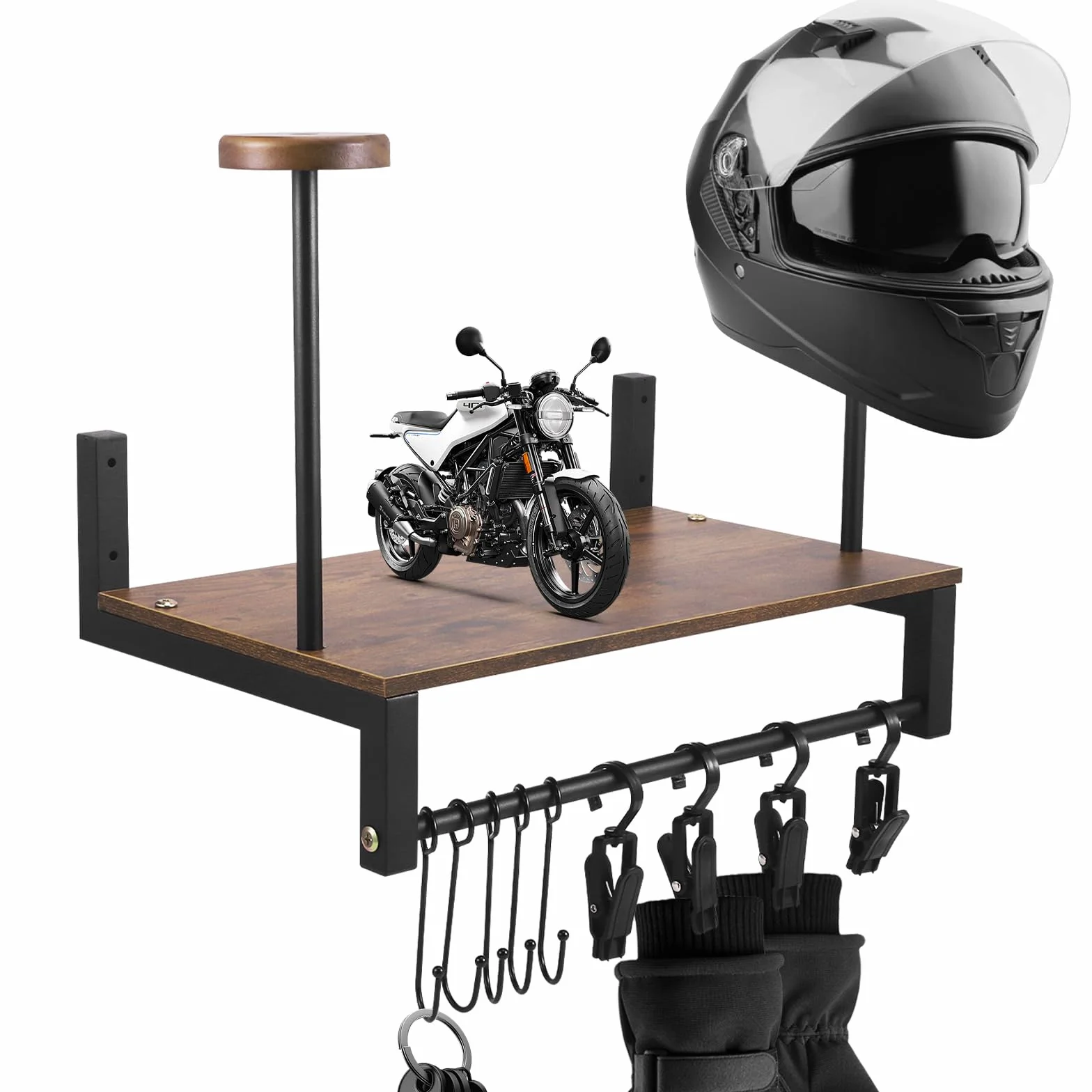 Appendi Casco Moto da Parete, Porta Casco con Assi di Legno per Moto Calcio e Ciclismo