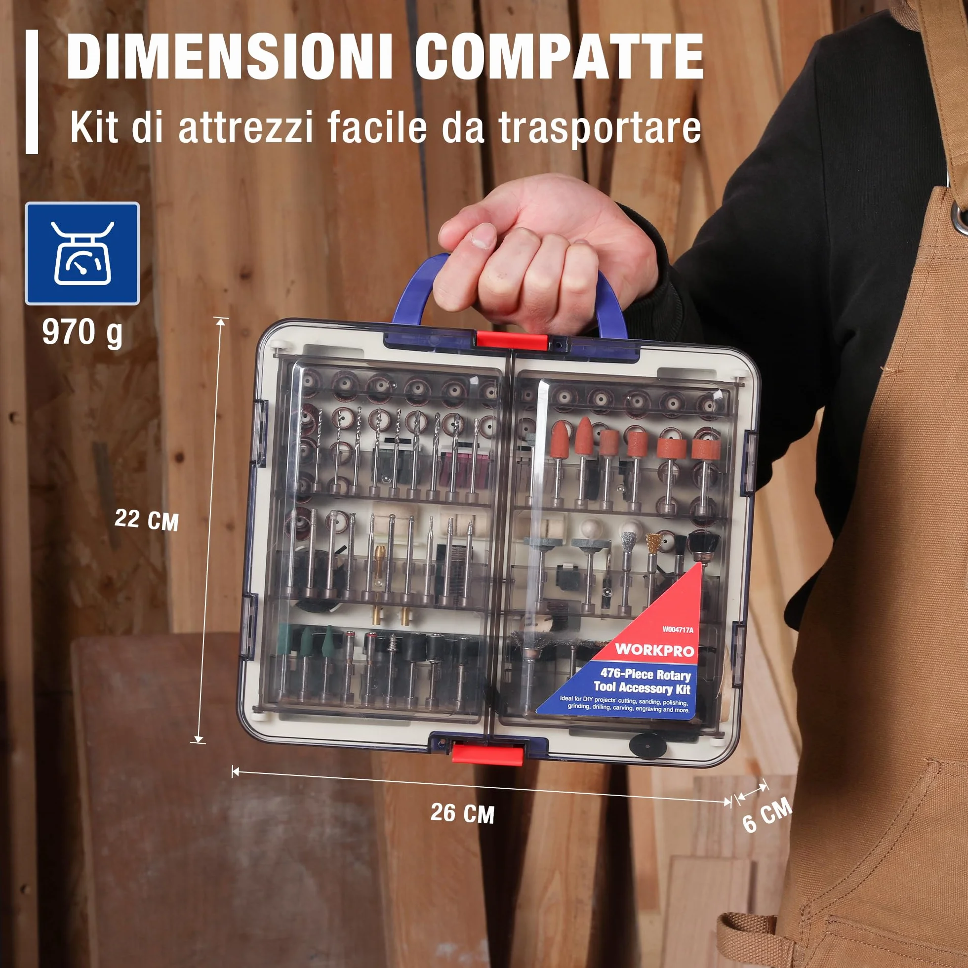 WORKPRO Set 476 Pezzi Accessori Utensili Rotanti Universali Taglio Incisione Smerigliatura