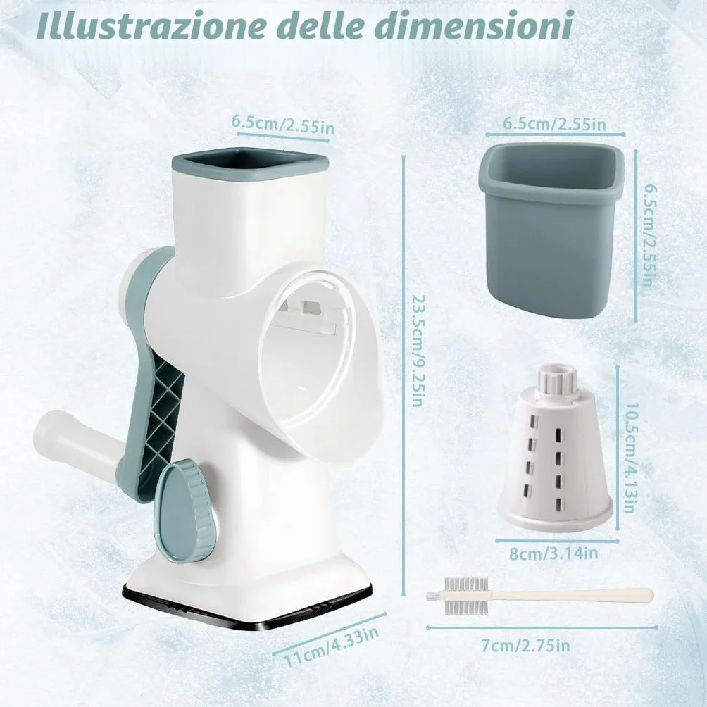 Macchina per graniglie, panemy Graniter, Lame a doppia fila angolo 45°, Frantumazione ghiaccio efficiente, risparmio sforzo, tritatutto adatto campeggio, cocktail, caffè freddo, gelato