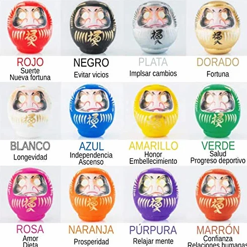 Amuleto giapponese Daruma 12 cm in cartapesta misura 2