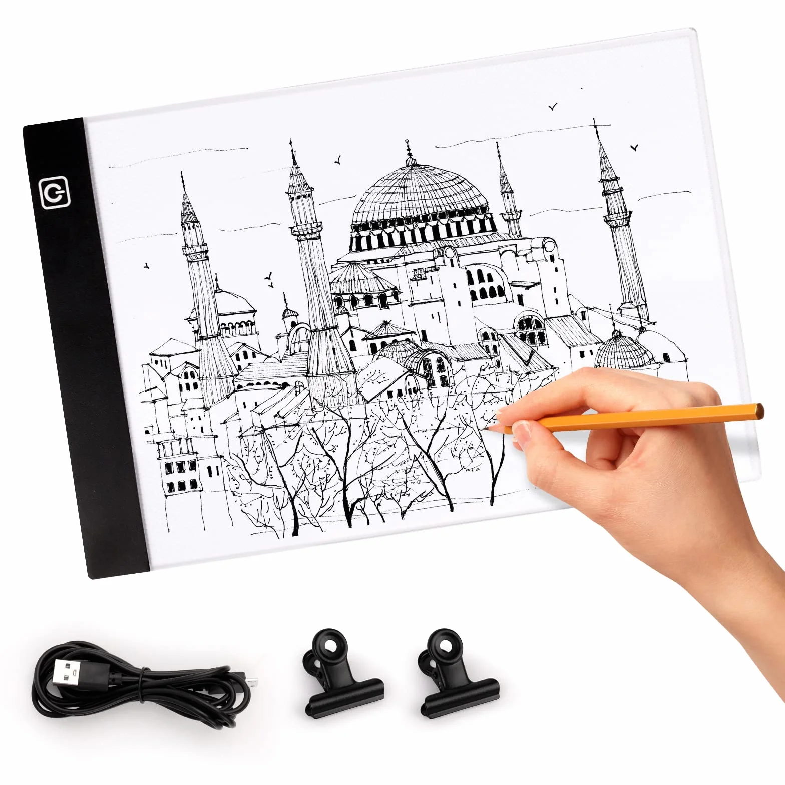 Tavoletta Luminosa LED A4 per Disegno, Light Box con Luminosità Regolabile per Animazione e Schizzi