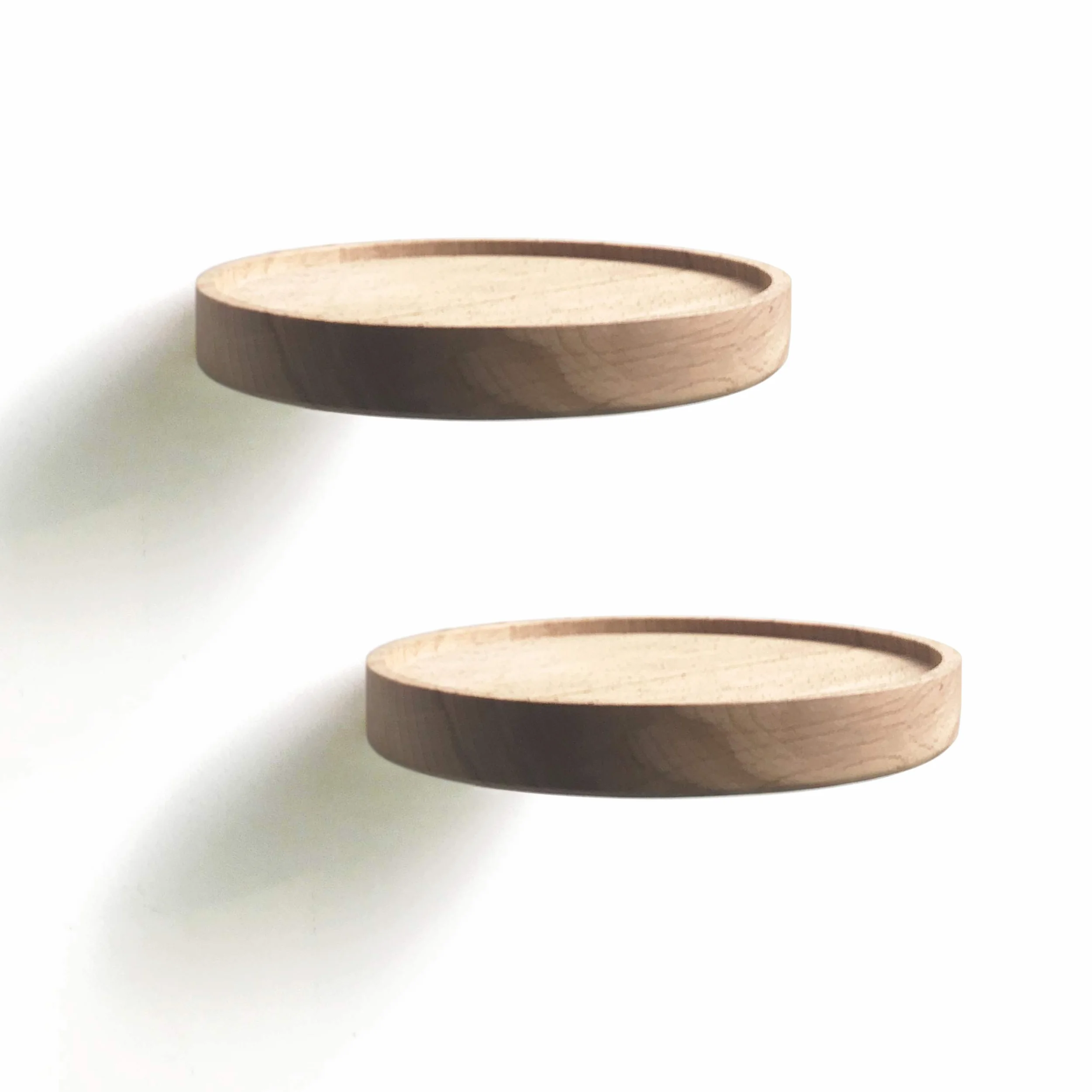 Scaffali da Parete Rotondi Galleggianti Decorazione Pannelli Legno Design Moderno Confezione da 2 Ø15 cm