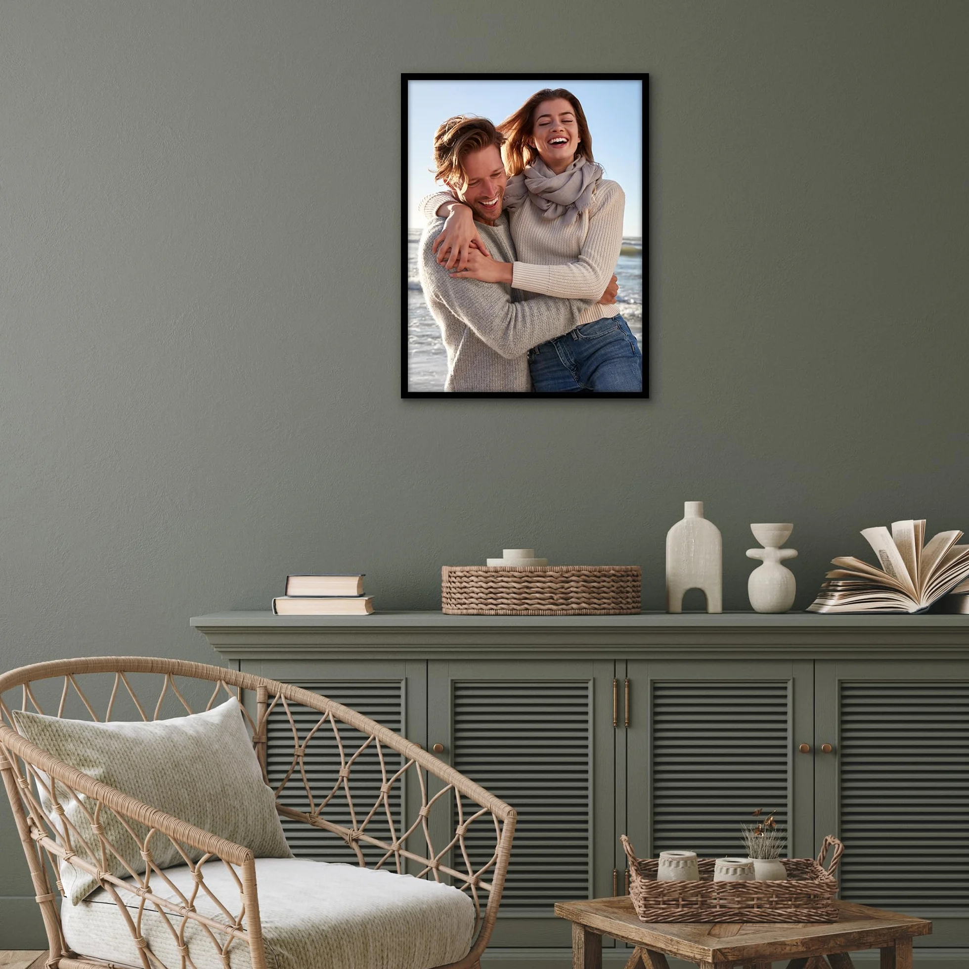 Americanflat Cornice Nera 45x60 cm Portafoto con Bordo Sottile e Ganci Seghettati
