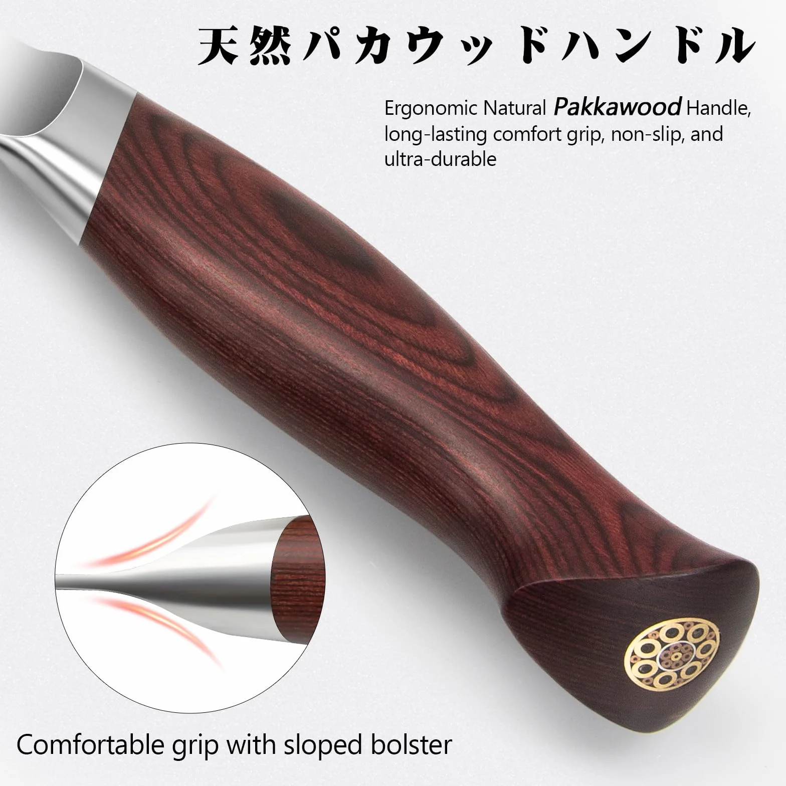 SHAN ZU Coltello da Cucina 18 cm, Coltello Santoku Giapponese in Acciaio ad alto Tenore di Carbonio 10Cr15Mov con Lama Ultra Affilata da 12° e Impugnatura Ergonomica in Pakkawood
