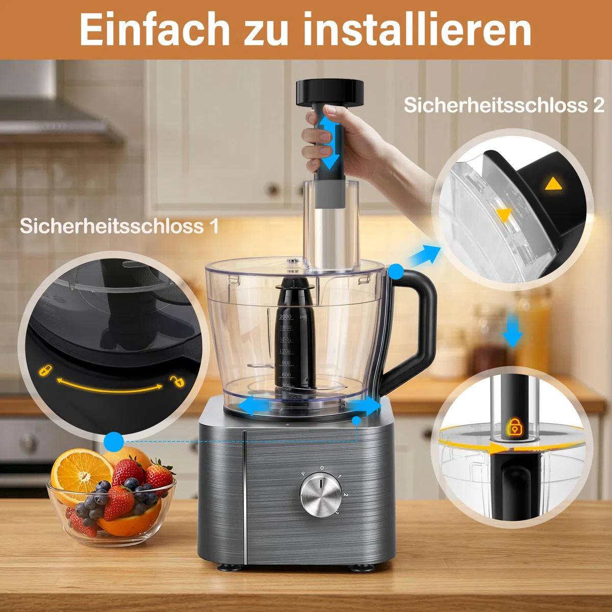 TopStrong Robot da Cucina, Robot Cucina 1100W, Robot Cucina Multifunzione Compatto,11 in 1 Food Processor(frullatore, spremiagrumi e macinacaffè)