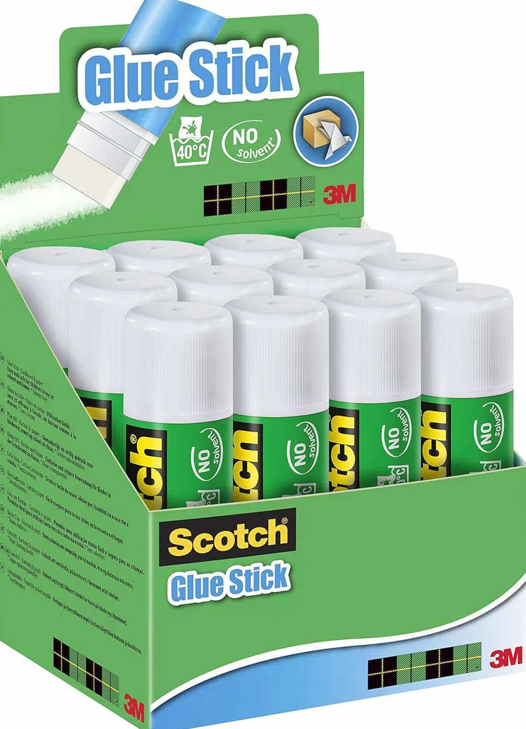 Scotch Colla Stick per la Scuola Elementare, Scuola Media, Asilo e Ufficio, Set di Tubetti di Colla Stick per Bambini, Confezione Grande da 12pz x 40 gr