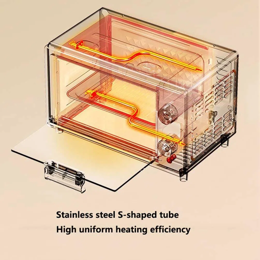 Mini forno, forno elettrico del tostapane della friggitrice dell'aria, capacità automatica pizza dei biscotti del pane casa del riscaldamento di cottura del forno da tavolo multifunzionale,Rosa
