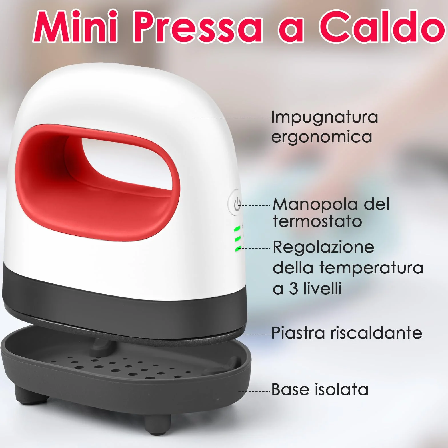 Mini Pressa a Caldo Portatile per T-shirt, Cappelli, Scarpe, Borse con 3 Modalità