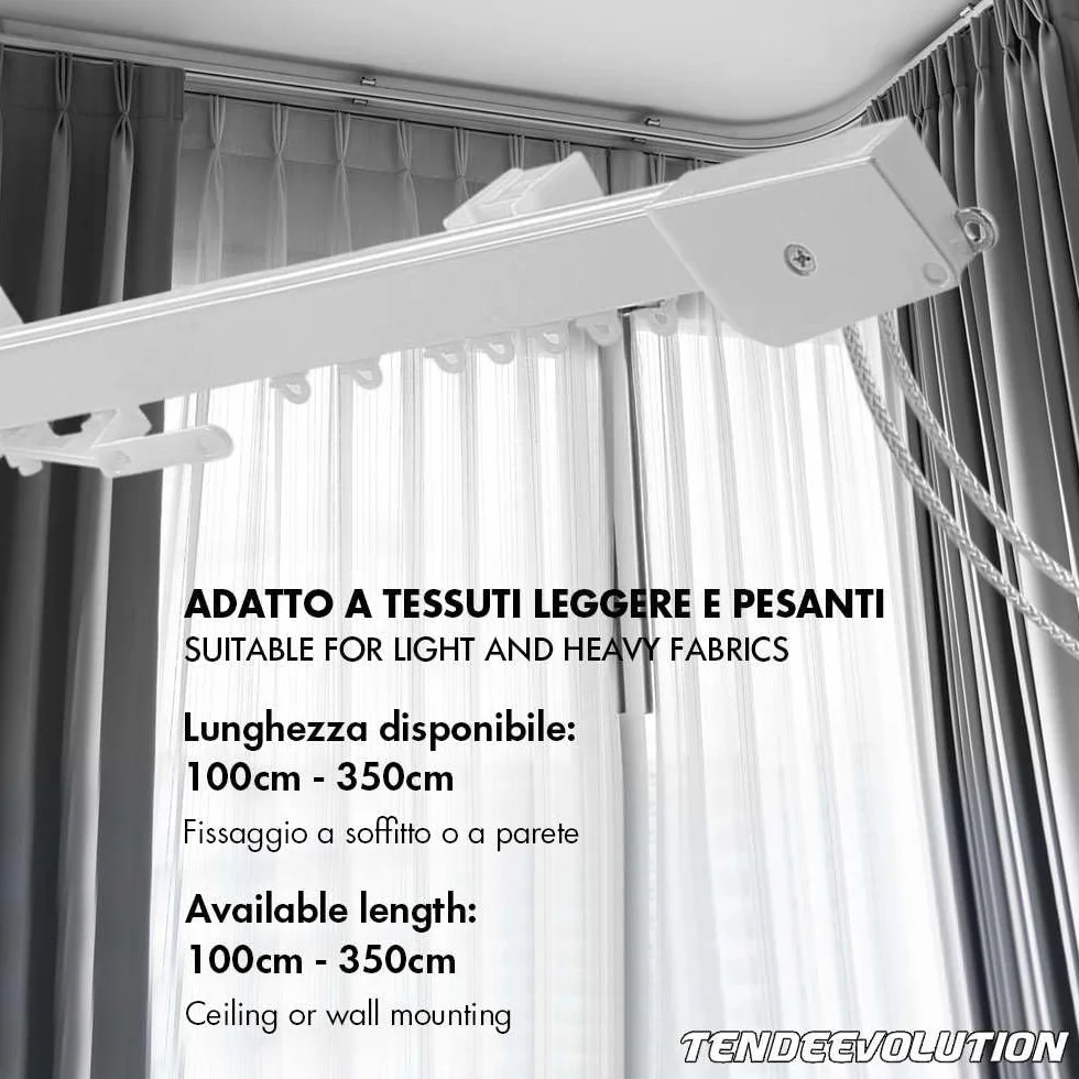 Binario Tenda Soffitto Lineare in Alluminio Bianco 150 CM