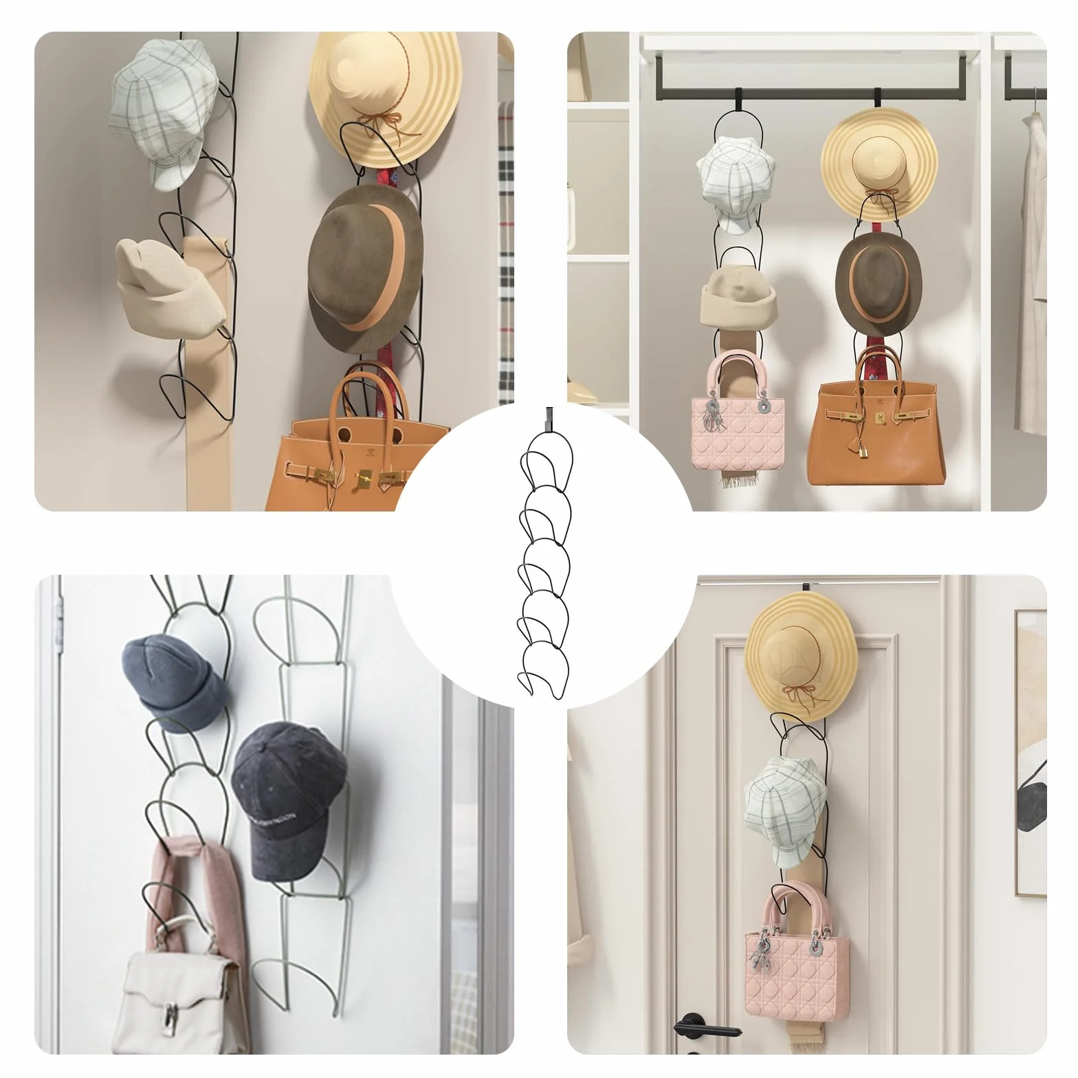15 Pezzi Porta Cappelli da Porta Espositore Cappelli, Organizer per Appendi Cappelli, Portacappelli da Muro, Appendiabiti Ganci per Cappelli da Baseball, Sciarpe, Vestiti, Cravatte (Nero)