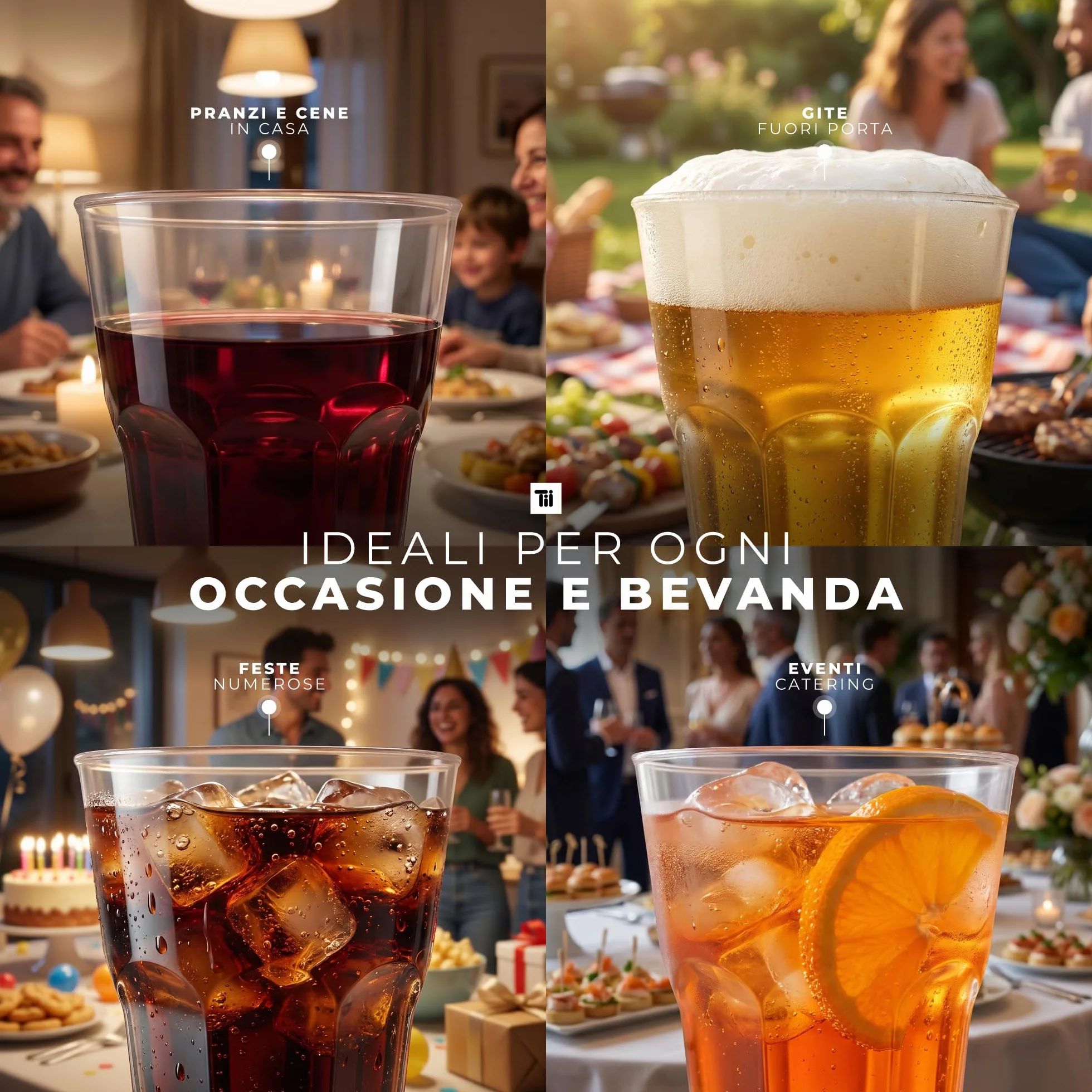TUNDRA Bicchieri da Cocktail 350 ml BPA-Free Plastica Riciclabile Infrangibili Riutilizzabili Confezione 40