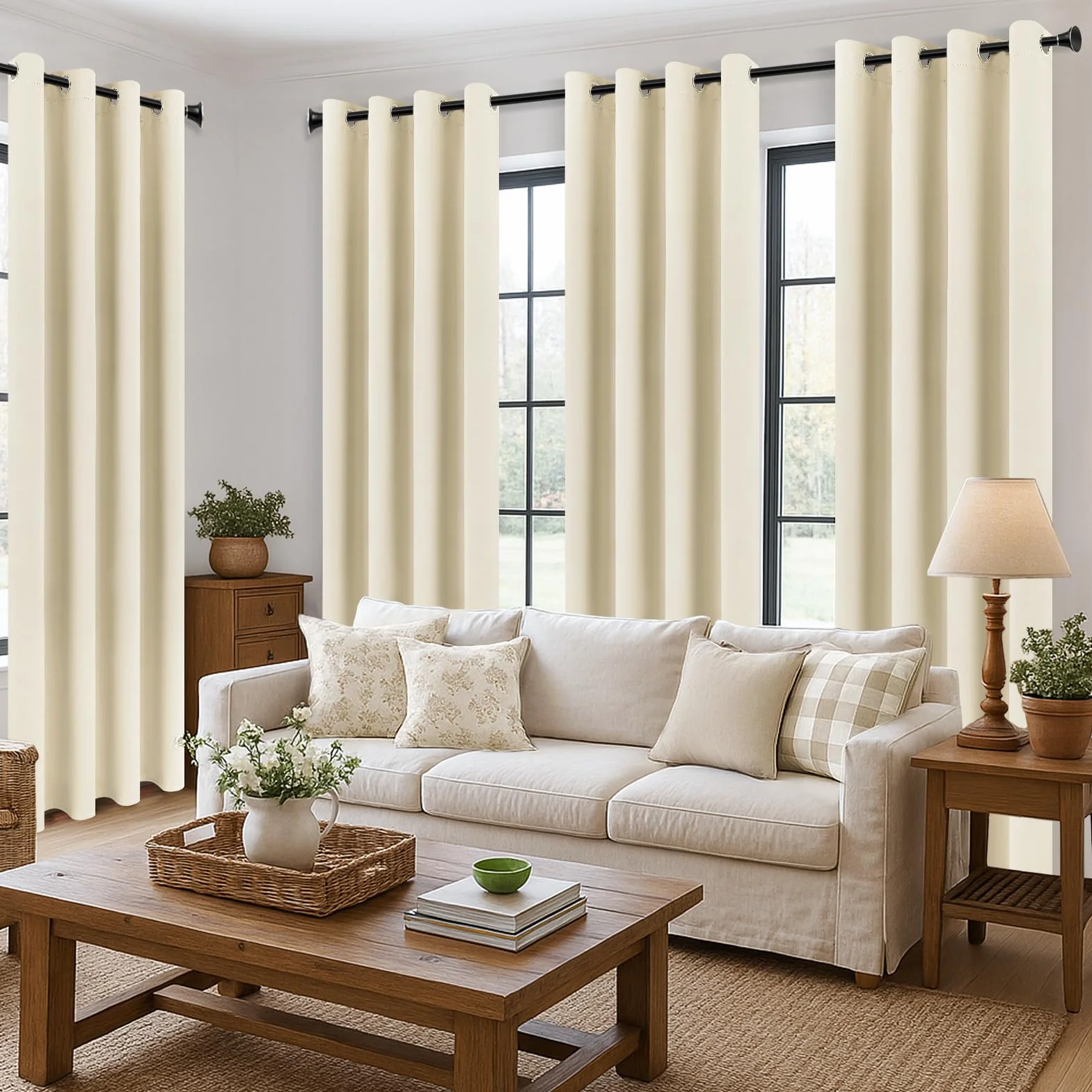 MRTREES 2 Pezzi Tende Oscuranti per Interni Isolanti Termiche con Occhielli Moderne Tenda Coprenti Tinta Unita per Camera da Letto e Soggiorno Elegante 140x260 CM Beige