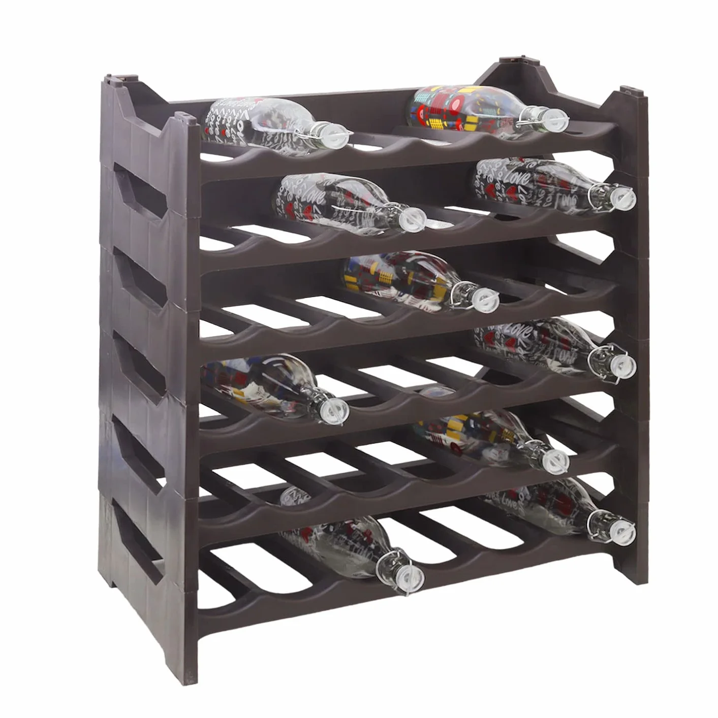 MAURY'S Cantinetta Vino Portabottiglie Plastica 36 Bottiglie Brown