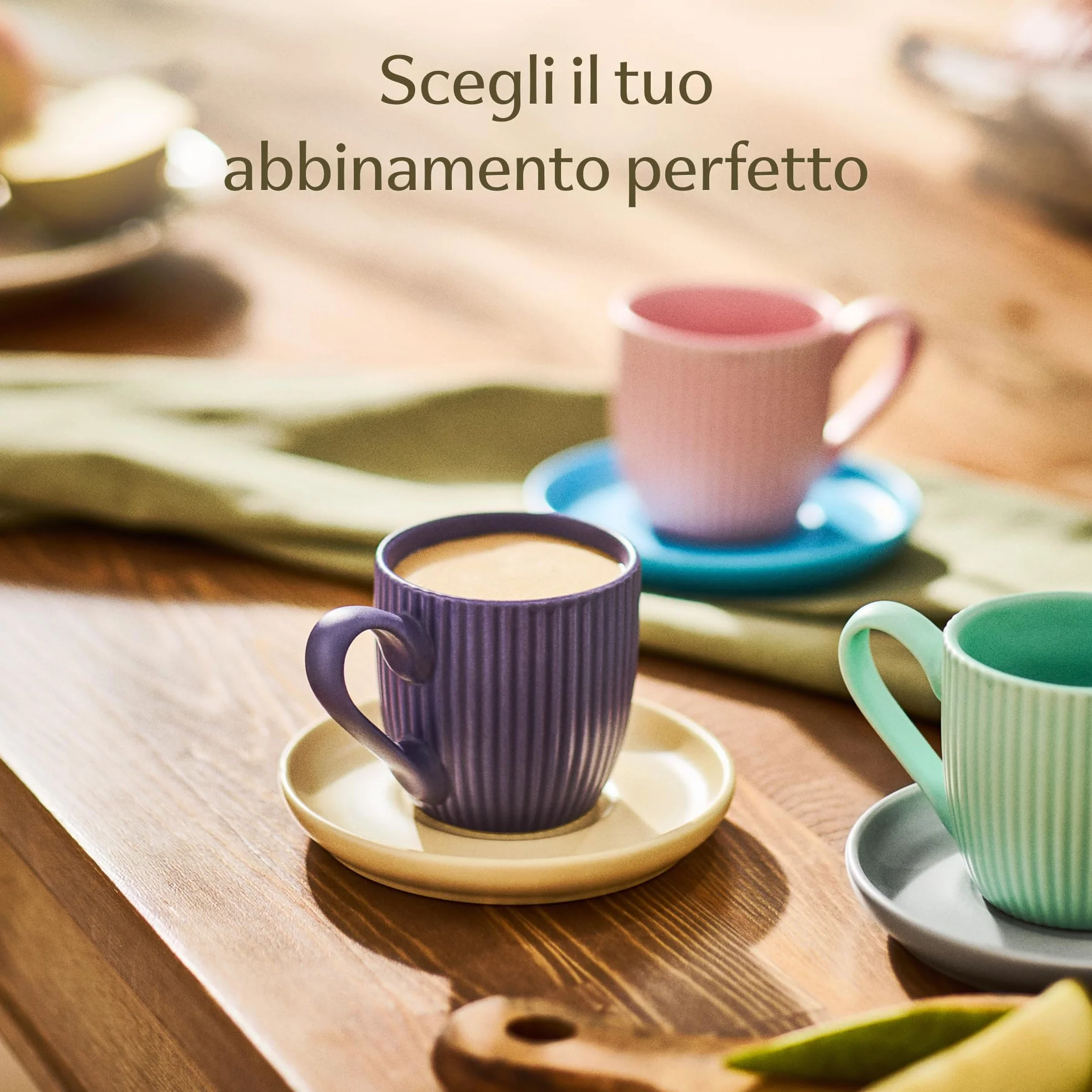 Tazzine Caffe Espresso Moderne con Piattino 6 Tazze 90ml Ceramica Colorate Opaca Lavabili in Lavastoviglie