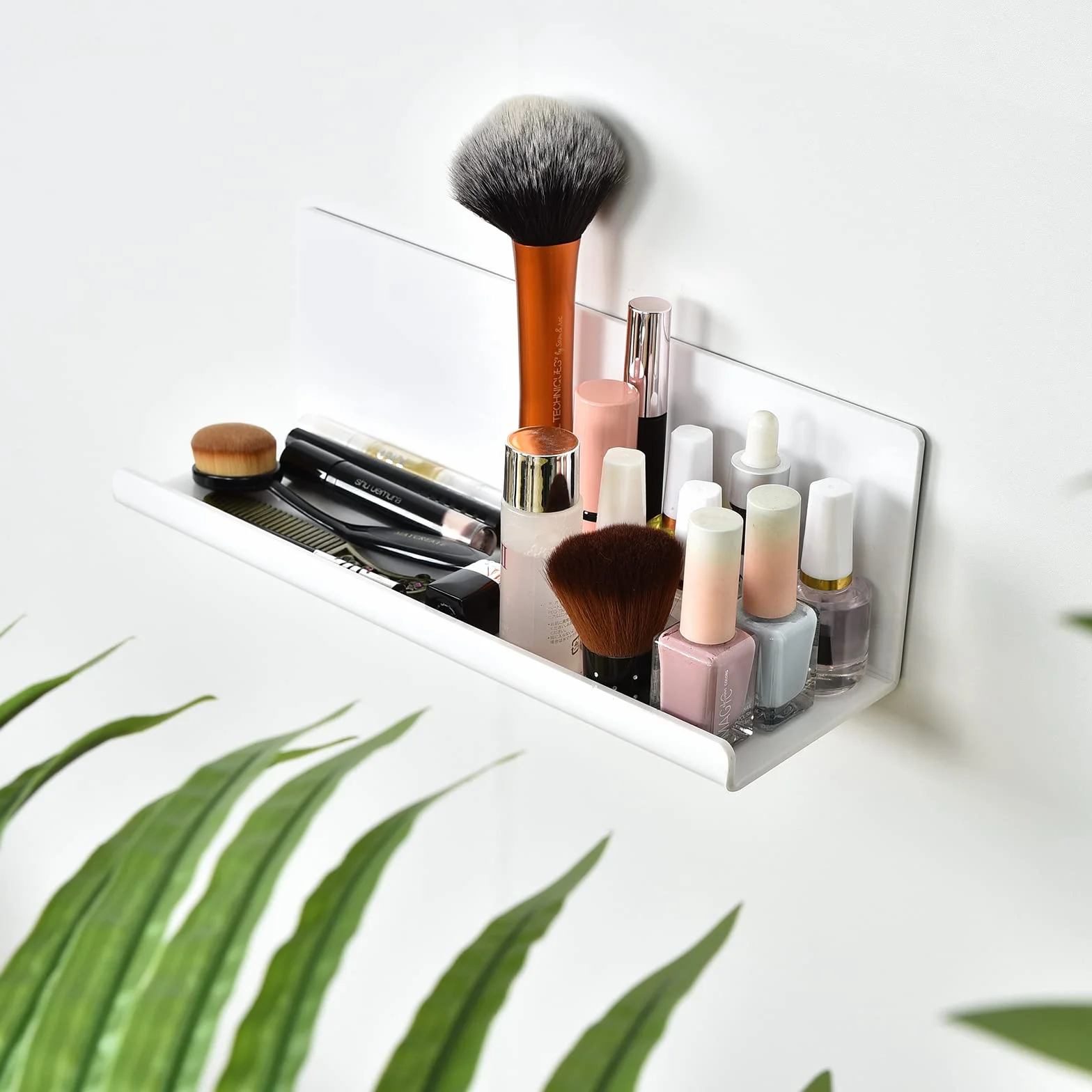 Toski Mensole Senza Foratura in Acrilico 2 Pezzi, L30 x P10 cm, Bianco per Bagno Cucina Salotto