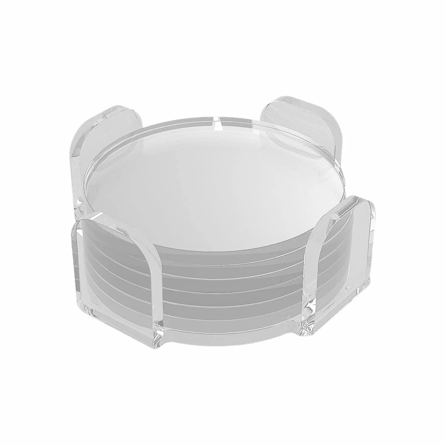 AGPLEX - Set sottobicchieri in vetro acrilico trasparente - Elegante set composto da 6 sottobicchieri e 1 sottobottiglia in acilico trasparente - Dischi da 85mm di diametro