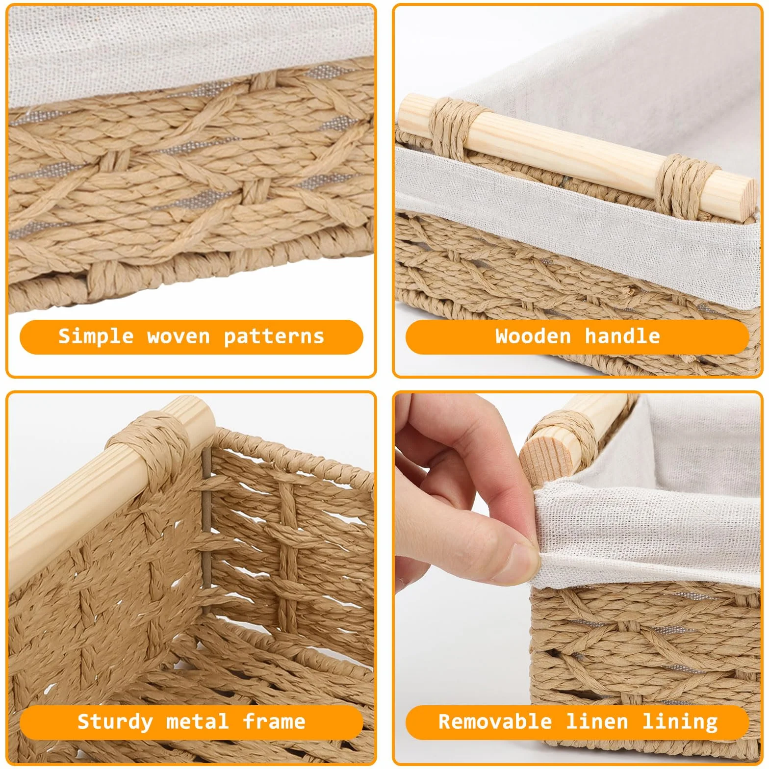 Cestini Portaoggetti Intrecciati GAESHOW Organizer per Scaffali Decorativi Beige