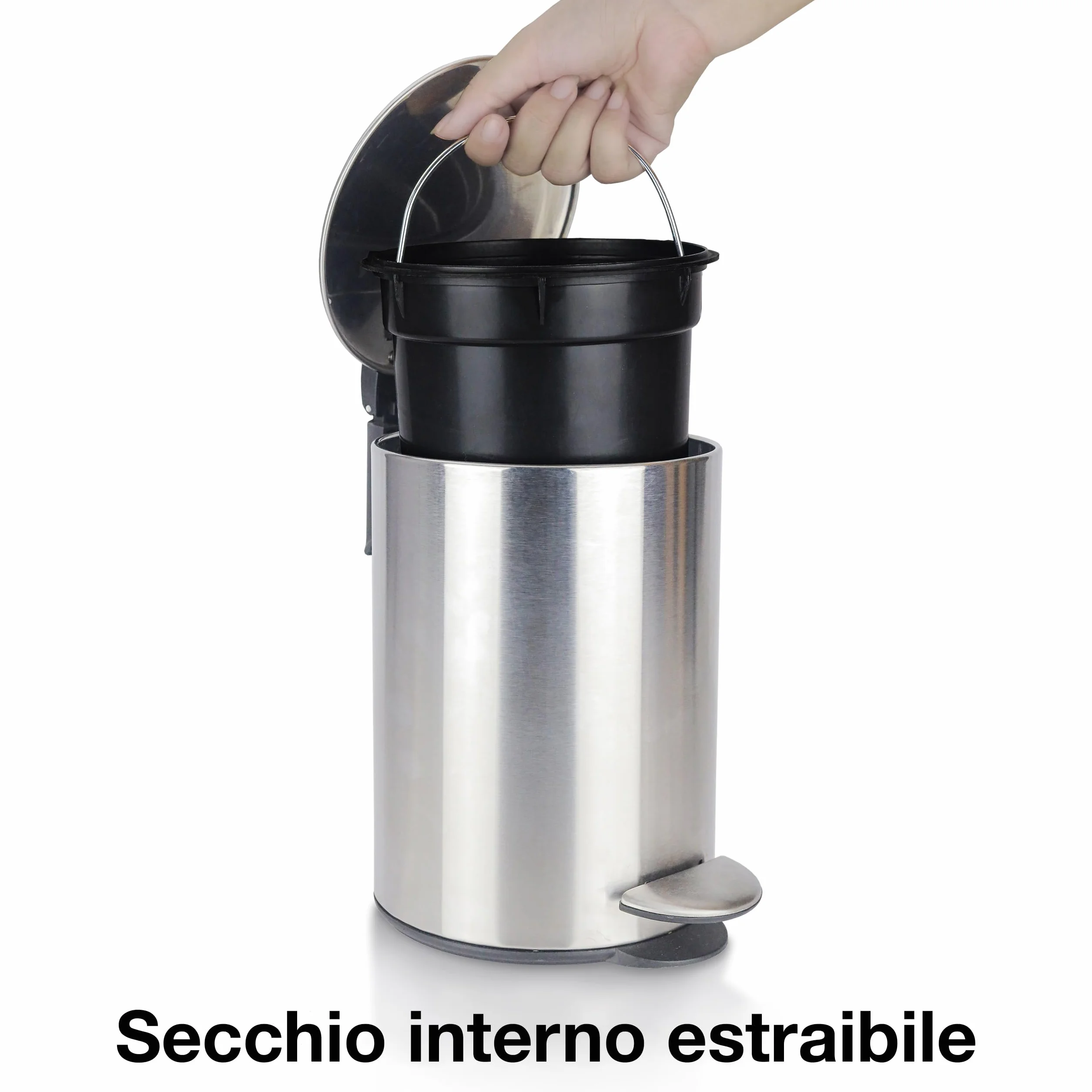 Pojemnik na śmieci do łazienki 3L ze stali nierdzewnej z cichym zamykaniem