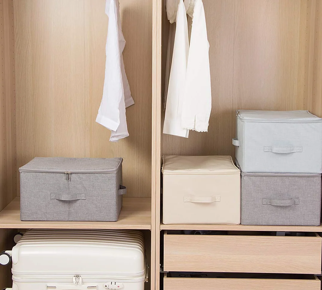 iwill CREATE PRO Jumbo Pieghevoli Contenitori di Stoccaggio con Lid, Beige, Confezione 2