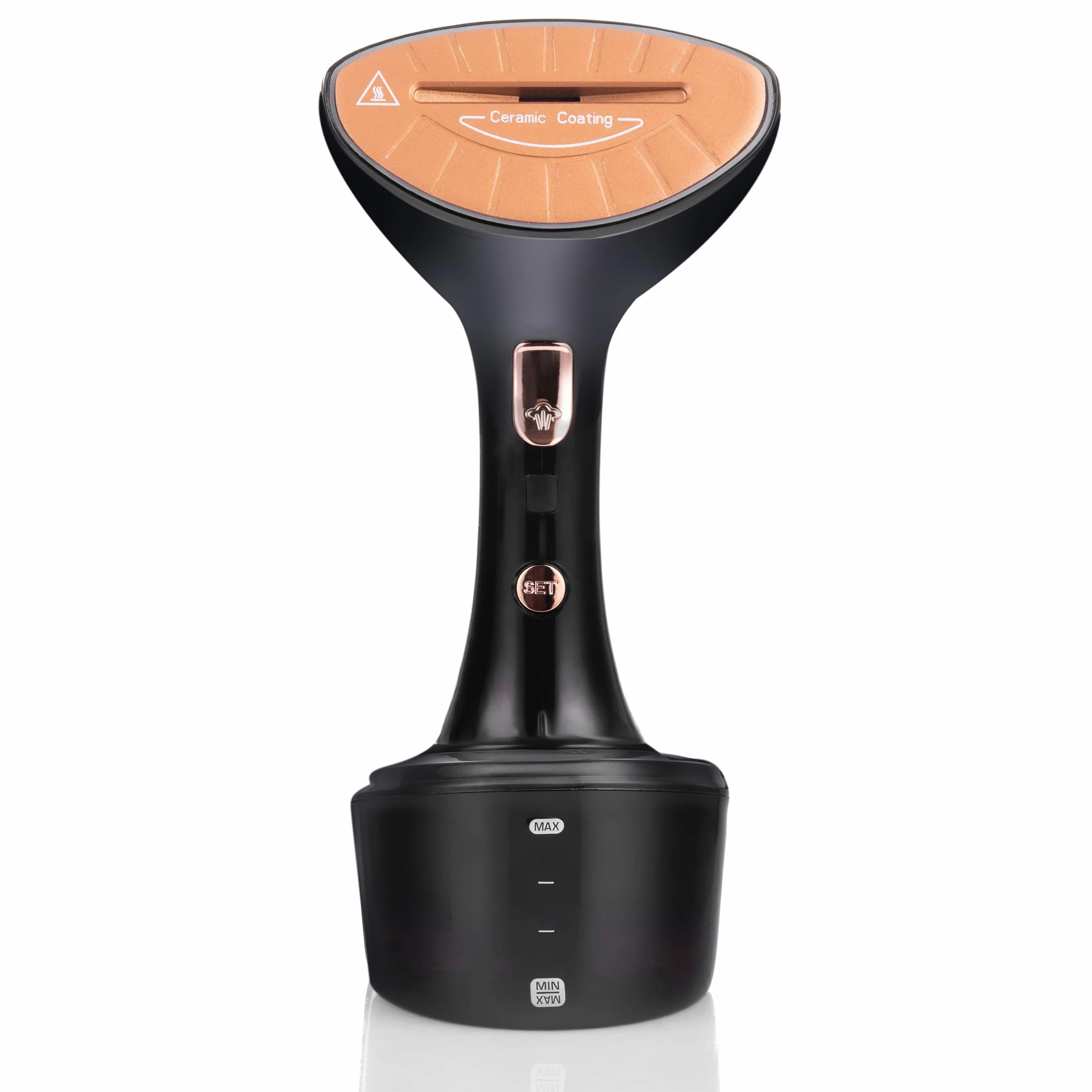 LEHMANN Stiratore Verticale 1600W 25 g/min Vapore Serbatoio 320ml Riscaldamento Rapido 2 Accessori Nero Rosa Oro