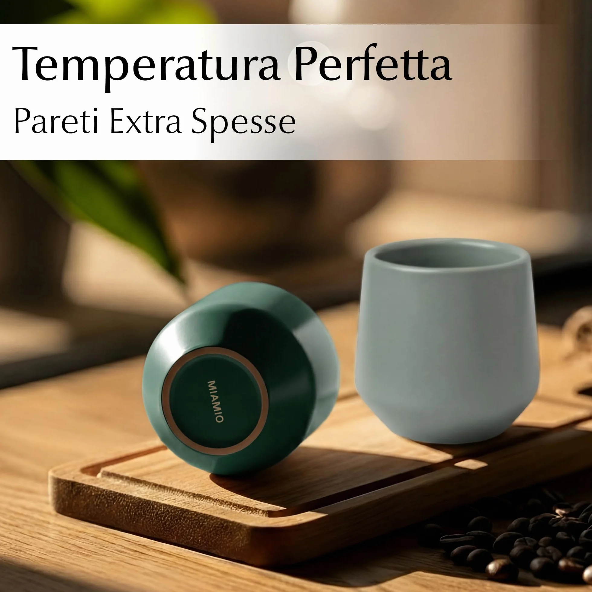 MIAMIO Set di Tazzine da Espresso 4 Pezzi 90 ml Ceramica Collezione Luxe