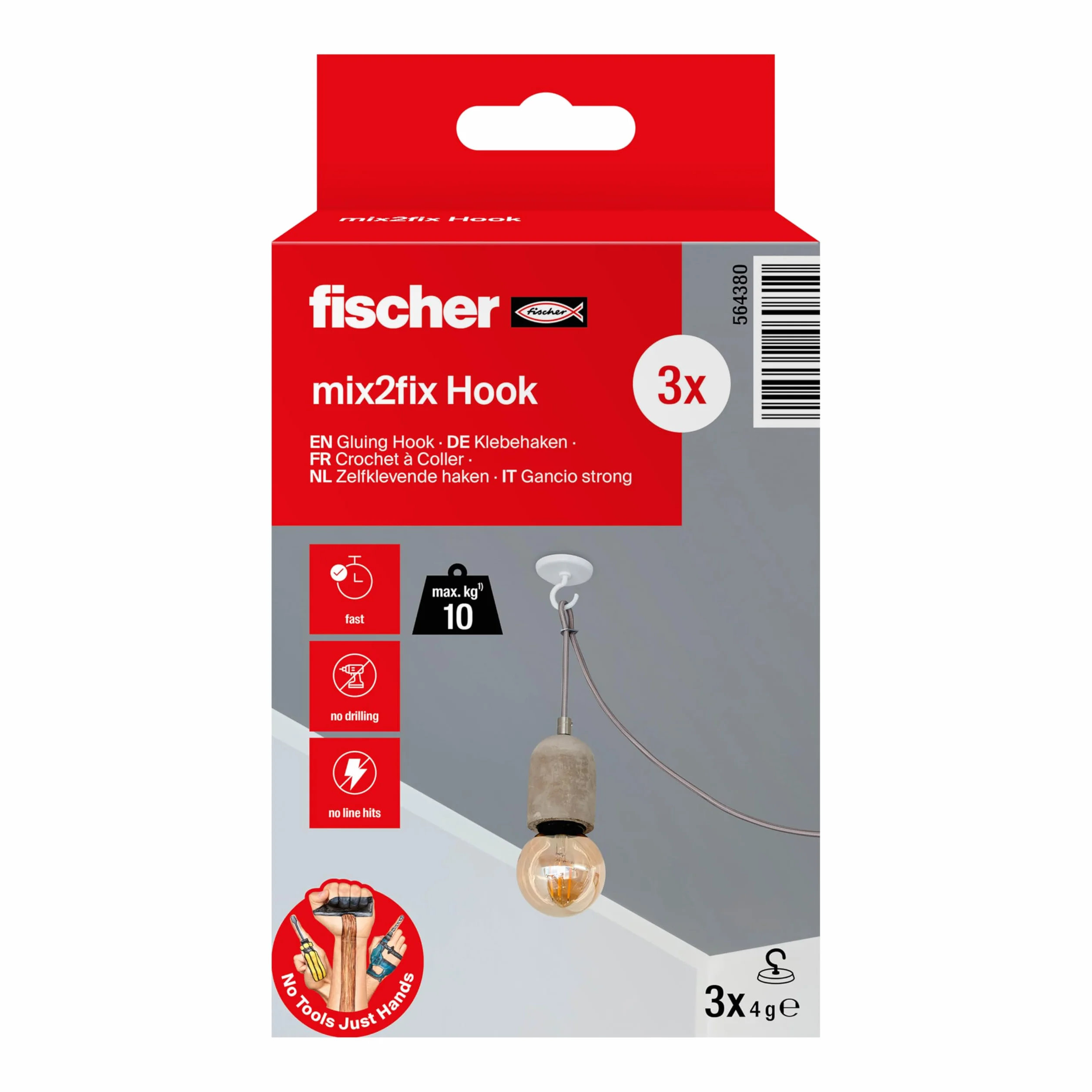 Fischer Gancio Strong Ganci Adesivi Colla Bicomponente 10 Kg 3 Pezzi