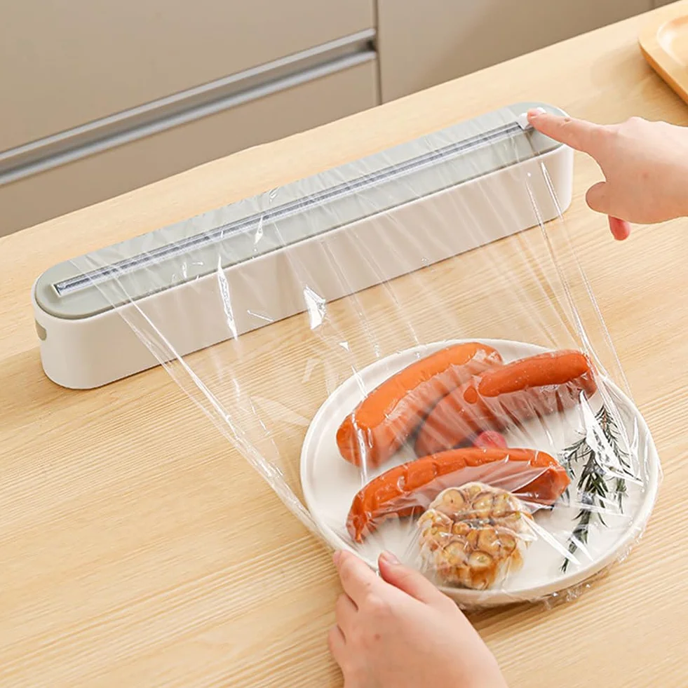2 dispenser magnetico per pellicole salvafreschezza con taglierino, dispenser e dispenser per pellicola di alluminio, dispenser di pellicola in alluminio e dispenser di pellicola fresca, per cucina