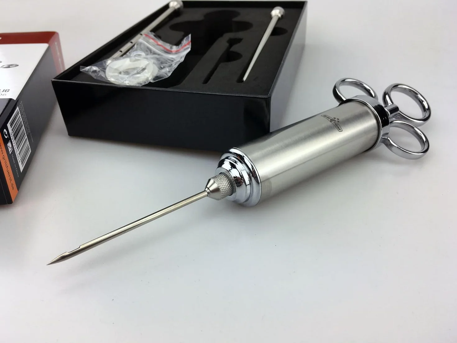 Grillfürst siringa per marinate in Acciaio Inox 60 ml Set 3 Aghi per arrosti BBQ