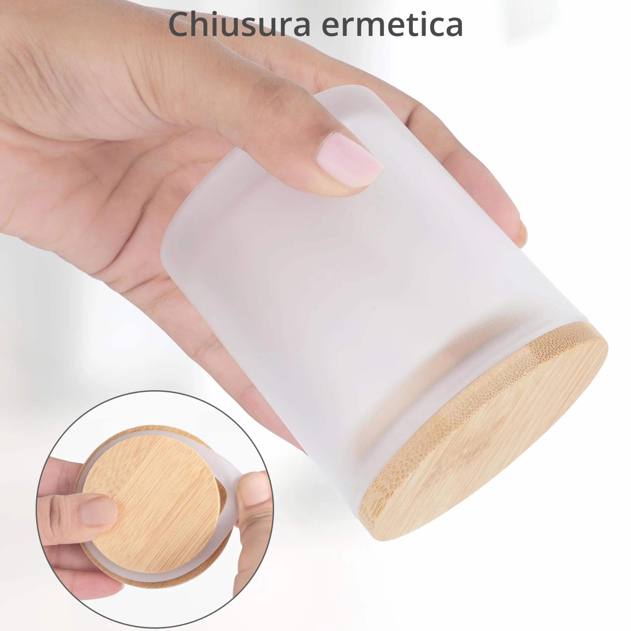 Barattoli Vetro con Coperchio 170 ml Set di 15 - Contenitori Vetro Smerigliati per Candele Fai da Te